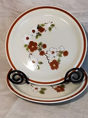 Vintage Set Of 2 Dinner Plates Japanese Newcor Stoneware Empress Pattern #113  • $26