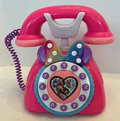 Disney Minnie Mouse Happy Helpers 7” Talking Telephone Pink Rainbow Works • $19.99