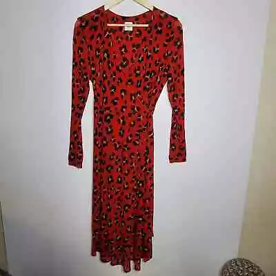 Cabi Vivien Siren Wrap Dress 5771 Leopard Animal Print Red Wrap Dress • $42.24