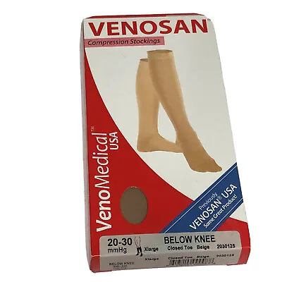 Venosan Compression Socks Closed Toe Below Knee XLarge XL 20-30 MmHg Beige • $14.50