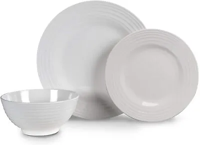 12-Piece Melamine White Dinner Set Plates Bowls BBQ Camping Motorhome Crockery • £34.99