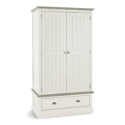 Oak Furnitureland Brompton Painted Acacia & Ash Top Double Wardrobe RRP £799.99 • £499.99