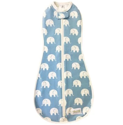 $7.99 • Buy WOOMBIE 0-3m 5-13lbs Azure Blue White Elephants Original Baby Swaddle Sleep Sack