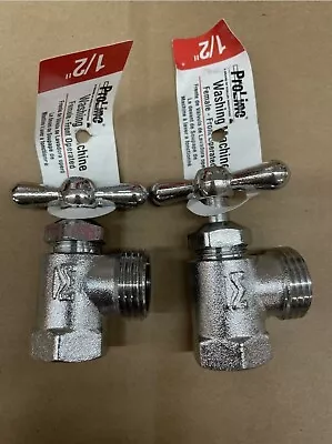 (2) One Pair * NEW Mueller 102-203 Chrome Washing Machine Valves 1/2  FIP X Hose • $14.39