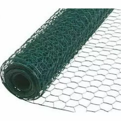 PVC Coated Chicken Wire Rabbit Mesh Green Fencing Aviary Fence 25M  2 Widths • £18.49