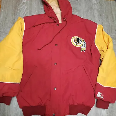 Vintage Starter Pro Line NFL Washington Redskins Hooded Heavy Jacket Size Medium • $35.99