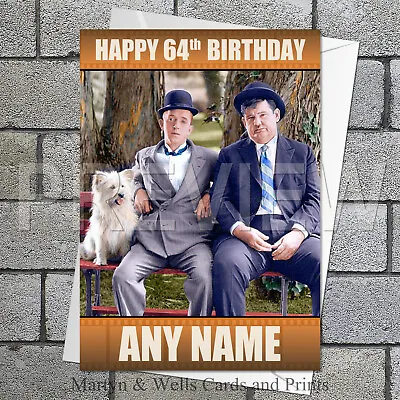 Laurel And Hardy Birthday Card: 5x7 Inches. Personalised Plus Envelope. • £3.97