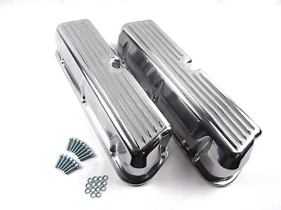 Ford 289-302-351 Polished Aluminum Finned Valve Covers No Hole Polish  E41202P • $100