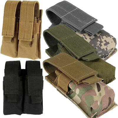 Tactical 9mm Magazine Pouch Molle Single/Double Stack Pistol Mag Bag Holder Case • $6.98