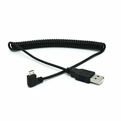 USB Micro 5Pin Right Angle Male To USB 2.0 A Male Cable Sync Charge Coiled Cable • £5.95