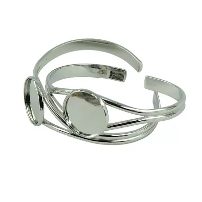 £5.08 • Buy 2pcs 20mm Round Bangle Base Bracelet Blank Tray Cameo Bezel Cabochon Setting