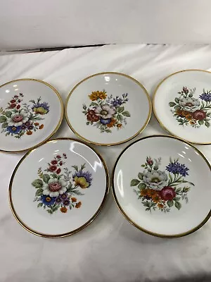 Five Vintage Bavaria Johann Seltmann West Germany 7.5   Floral Plates 1949-1954 • $50