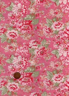 100% Cotton Fabric Vintage  Laura Ashley Dress Lawn Floral Pink Green White • £4