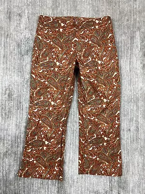 Vintage Charlotte Russe Pants Womens Small Brown Paisley Cropped Made In USA • $19.99