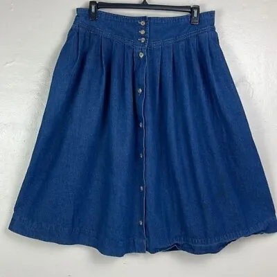 Vtg Venezia Pleated Jean Skirt 32x29 Women's 22 / Elastic Waist USA Made Western • $13.50