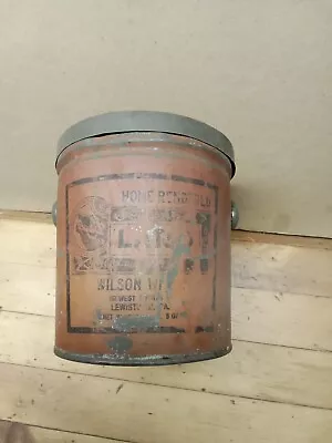 Vintage Wilson's Market Lewistown PA Tin 8 Oz. Lard Pail Bucket • $15