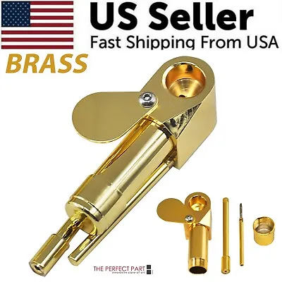 Brass Tobacco Smoking Pipe W/ Stash Storage Cylinder Chamber Metal W/ Lid Bowl • $9.45