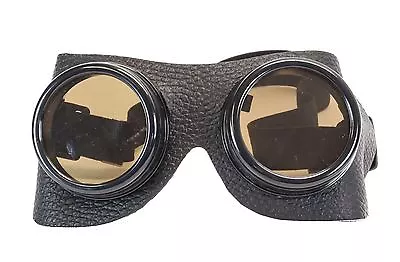 Leather Goggles Steampunk Black Cyber Motorcycle Flying Vintage Pilot Biker • $25.99