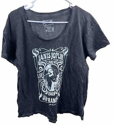 Janis Joplin T Shirt Womens S Gray Short Sleeve Live 1969 San Francisco Fillmore • $14.99