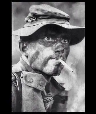 Vietnam War US Army Ranger PHOTO Smoking Cigarette THOUSAND YARD STARE • $4.28