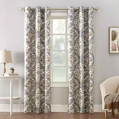 Regina Floral Watercolor Energy Efficient Grommet Curtain Panel 40  X 84  Gray • $15.61