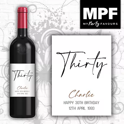 £3 • Buy Personalised Birthday Wine Bottle Label 30th 40th 50th 60th 70th 80th
