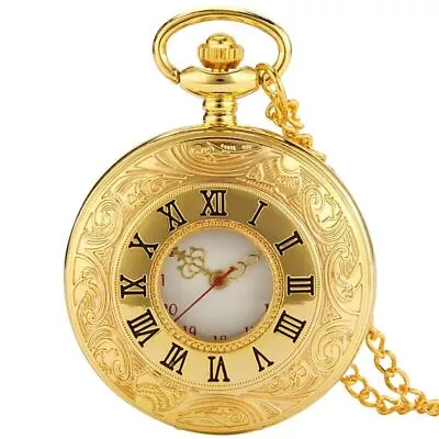 £4.84 • Buy Mens Steampunk Quartz Movement Pocket Watch With Necklace Pendant Chain Gifts