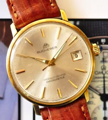$395 • Buy Rare Vintage Bucherer Chronometer Watch Automatic Movement Runs & Looks Nice!