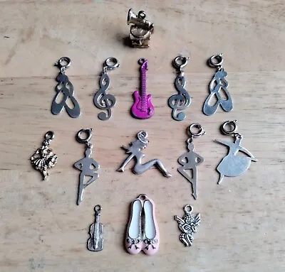 Lot Of 14 Dance Music Theme Pendants Charms Dancers Guitar Ballet Music Notes • £9.99