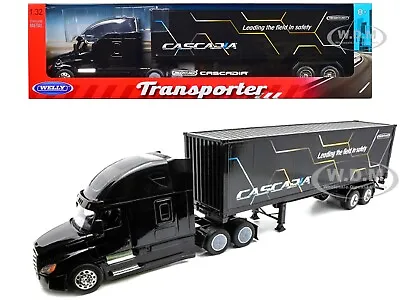 Freightliner Cascadia Truck Black W/container 1/32 Diecast Model Welly 32696 • $44.99