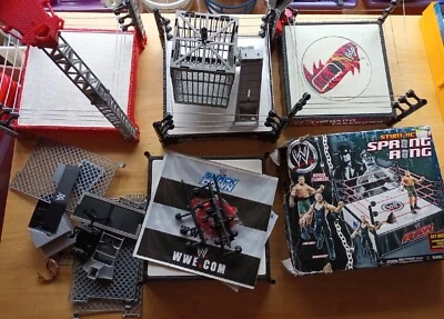 £49.99 • Buy WWE Wrestling Ring Bundle X 4 Crash Cage Spring Action Tornado Takedown