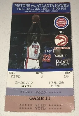 Atlanta Hawks NBA Detroit Pistons 12/23/94 Ticket Stub Grant Hill Rookie Year • $18.74