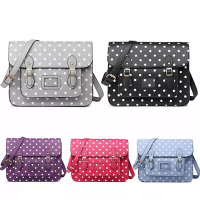 Unisex Briefcase Satchel Shoulder Messenger Bag Polka Dot School Handbag Large • £13.99