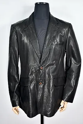 Versace Jeans Couture Leather Blazer Jacket Men's Black Size 40/54 • $480