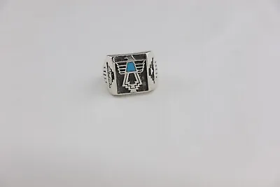 Carolyn Pollack Turquoise Thunderbird RING Eagle Sterling Silver Vintage Sz 10 • $75
