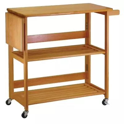 WINSOME WOOD Kitchen Cart W/ Drop Leaf 37.87  X 34.57  Classic Natural Wood Oak • $119.58