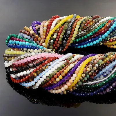 $5.09 • Buy Natural Gemstone 2mm 3mm Round Spacer Beads Jewelry Making Design DIY 15.5 