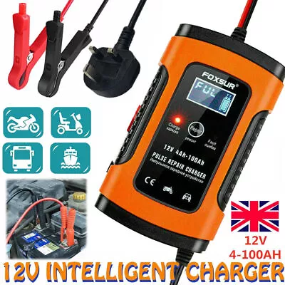 Automatic Smart Car Battery Charger 12V DC Motorcycle Motorbike Fast Trickle 5A • £15.38
