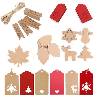 £2.95 • Buy 50 100 Kraft Paper Gift Tags Scallop Card Label Luggage Christmas Wedding Decor