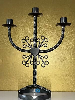 Vintage Wrought Iron Candelabra Hand Forged In Sweden With Swedish Sticker • $36