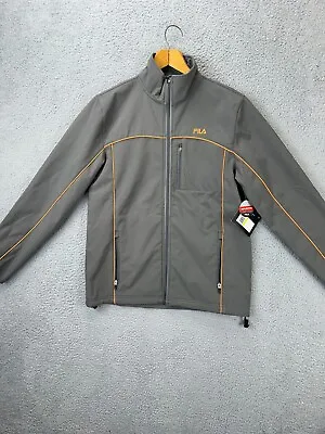 Fila Jacket Mens Medium Adventure Grey Reflective Soft Shell Full Zip Logo NEW • $28.50