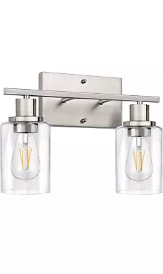 Bathroom Light Fixtures 2-Light Brushed Nickel Bathroom Vanity Light • $40