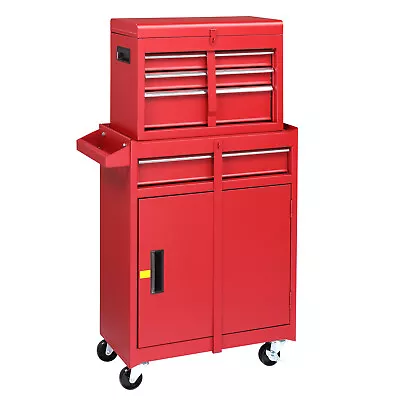 4 Drawers Rolling Tool Box Cart Tool Chest Tool Storage Cabinet W/ 4 Wheels-Red • $127.89