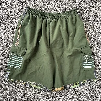 Mossy Oak Size XL Mesh Lined Green Camo American Flag Cargo Pockets Swim Trunks • $12.95