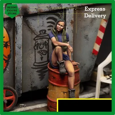 1/35 Resin Figure Kit Modern Woman Sitting On Oil Barrel Unpainted (No Barrel) • $14.10