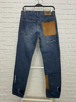 Vintage Men's Dolce & Gabbana Navy Blue Denim Pants Jeans Size 32/46 Big Logo  • $95