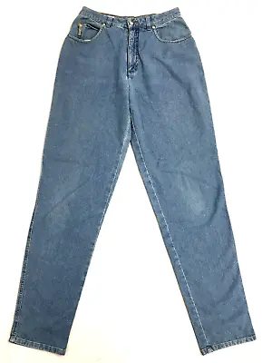 Vintage 90s Cerruti 1881 High Waist Blue Denim Tapered Jeans Size 10 W 28  L 32  • £14.99