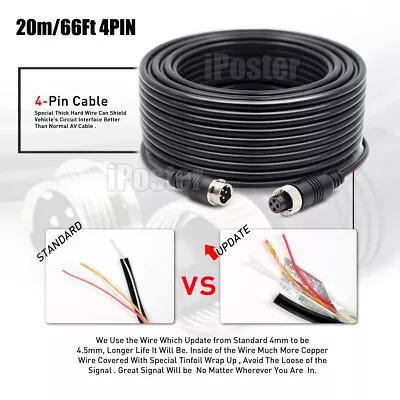 Advanced 20M 4 Pin Cable For CCD Reversing Camera • $26.99