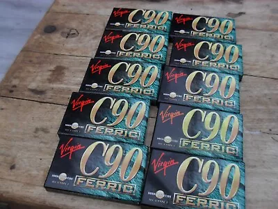 10 X Virgin Cassette Tapes C90 Ferric New In Sealed Packs Audio Music Blanks • £19.50