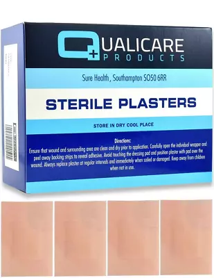 Qualicare 50 X Fabric Sterile Plasters Adhesive Dressing 7.2cm X 5cm First Aid • £6.97